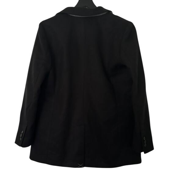LOFT Brushed Herringbone Long Modern Blazer Jacket Black 12 Large - Picture 3 of 6